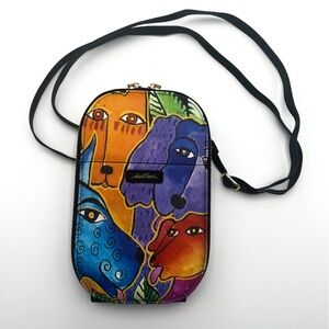 Laurel Burch Dog and Doggies Zippered Purse with Shoulder Strap
